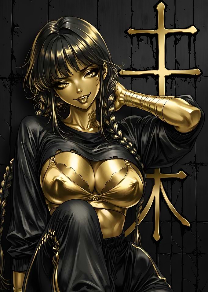 Golden Anime Girl with Braided Hair