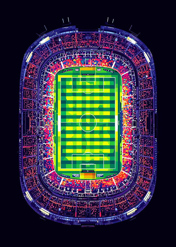 Vibrant Aerial View of Soccer Stadium