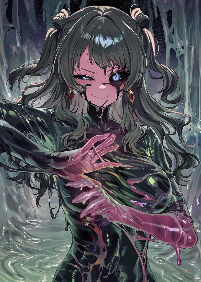 Anime Girl Covered in Dark Slime