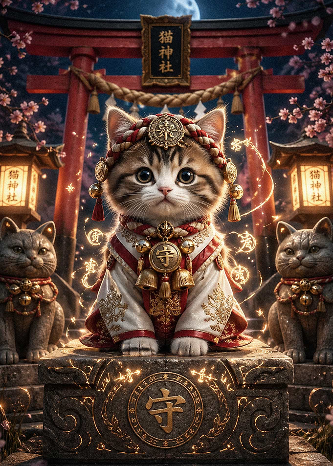 Cute Kitten at Japanese Cat Shrine