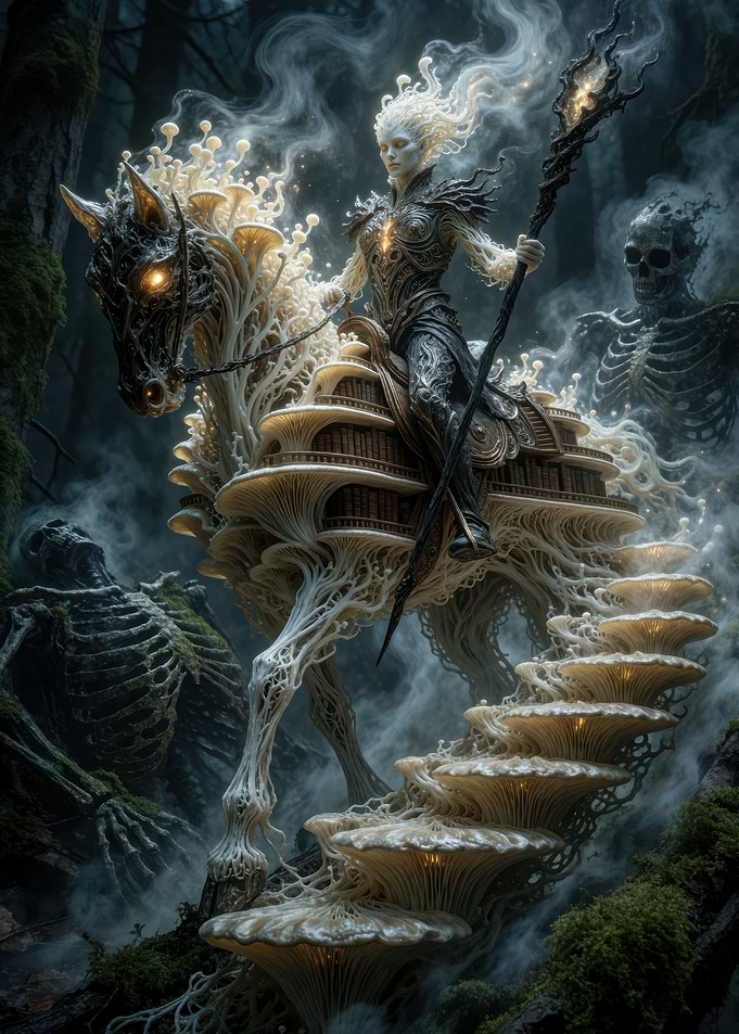 Fungal Necromancer Riding Mycelium Steed