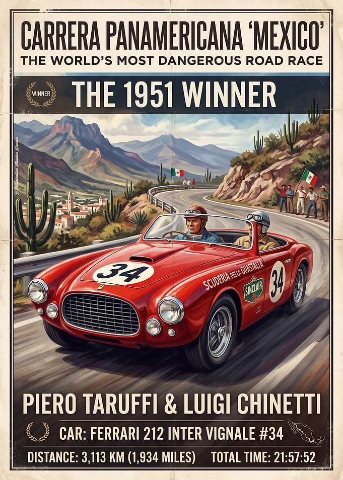 Carrera Panamericana 1951 Winner Poster