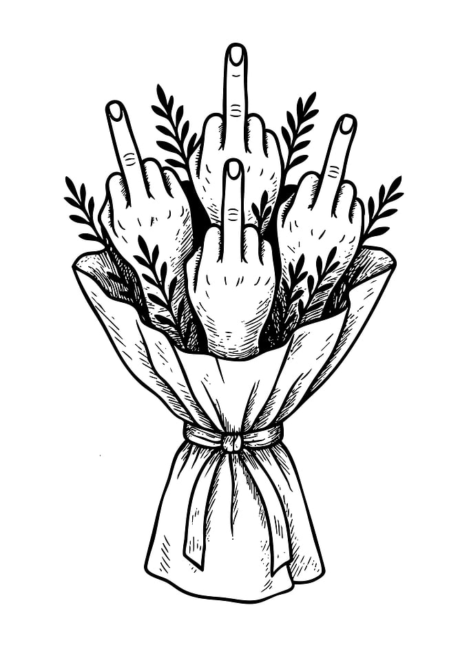 Bouquet of Middle Fingers Illustration