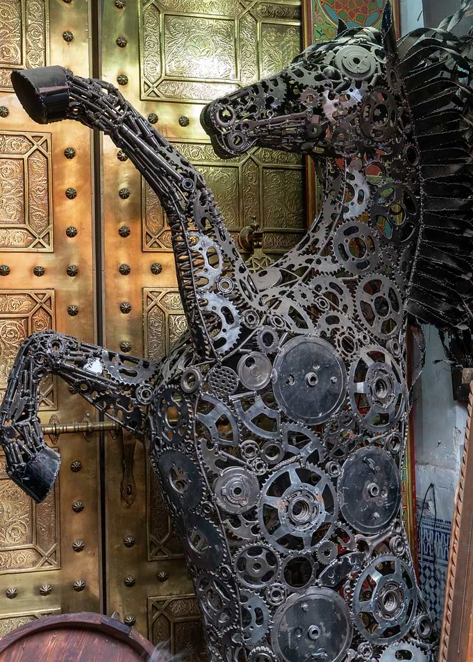 Steampunk Metal Gear Horse Sculpture