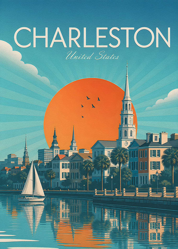 Vintage Charleston South Carolina Travel Poster
