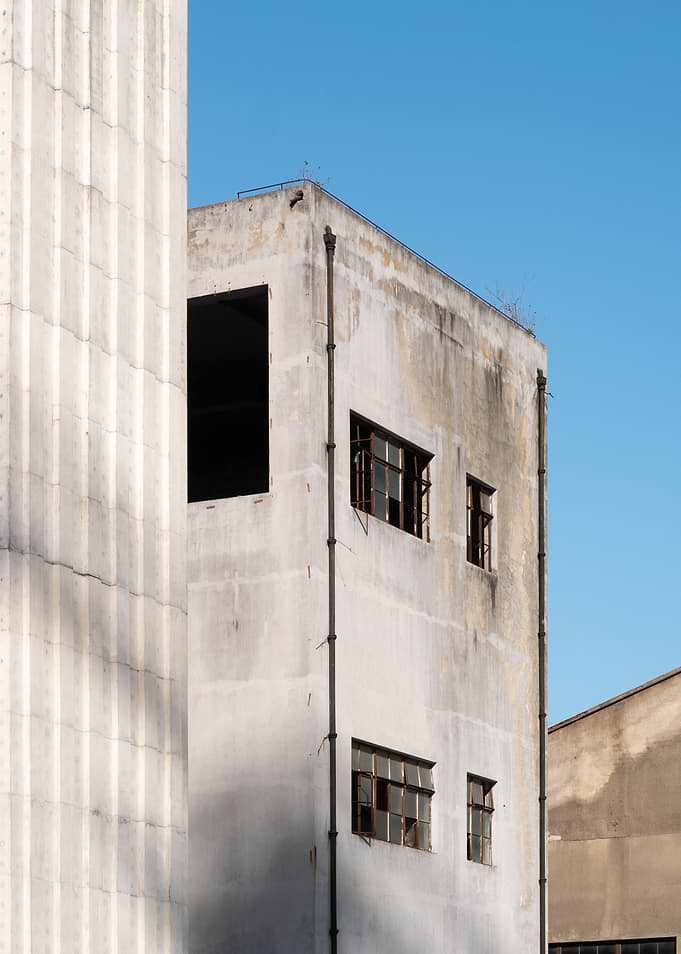 Minimalist Industrial Concrete Building Facade