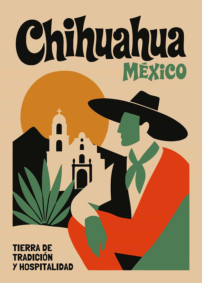 Chihuahua Mexico Vintage Travel Poster