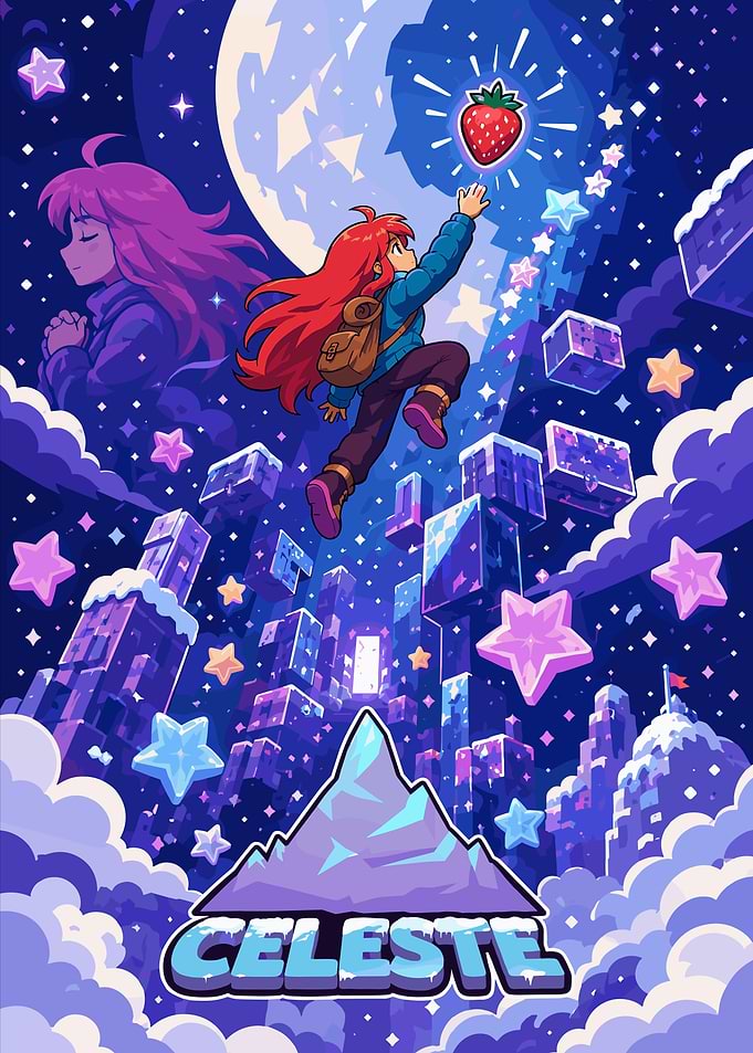 Celeste Game Pixel Art Poster