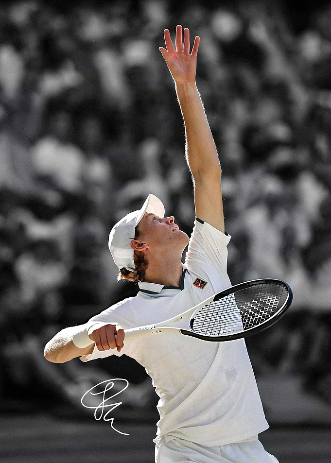Jannik Sinner Tennis Serve Action Shot