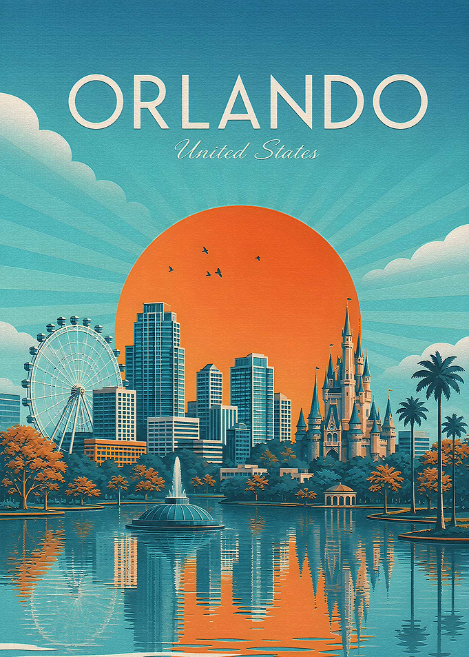Vintage Style Orlando Travel Poster