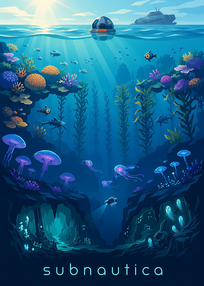 Subnautica Underwater Exploration Poster