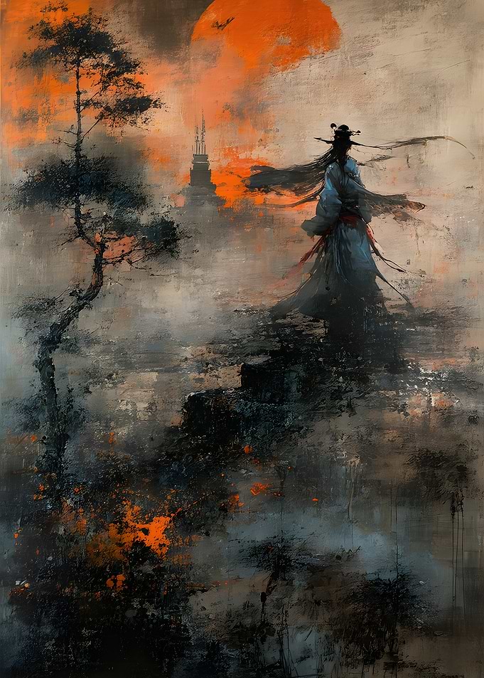 Lone Samurai at Sunset