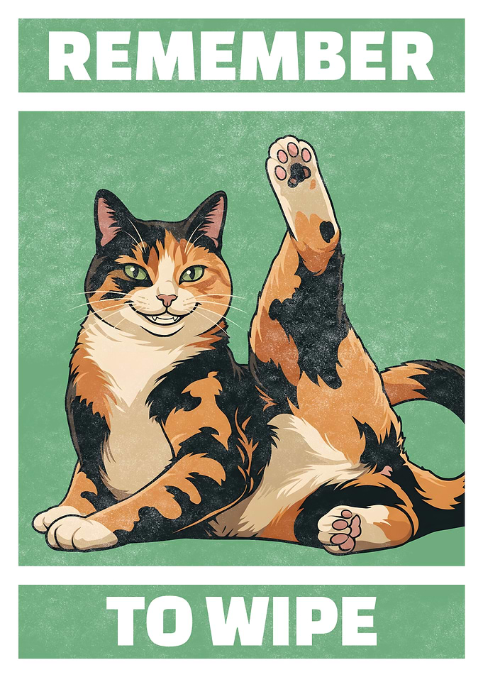 Funny Calico Cat Bathroom Poster