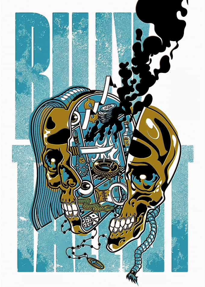 Burn It Skull Graphic Art
