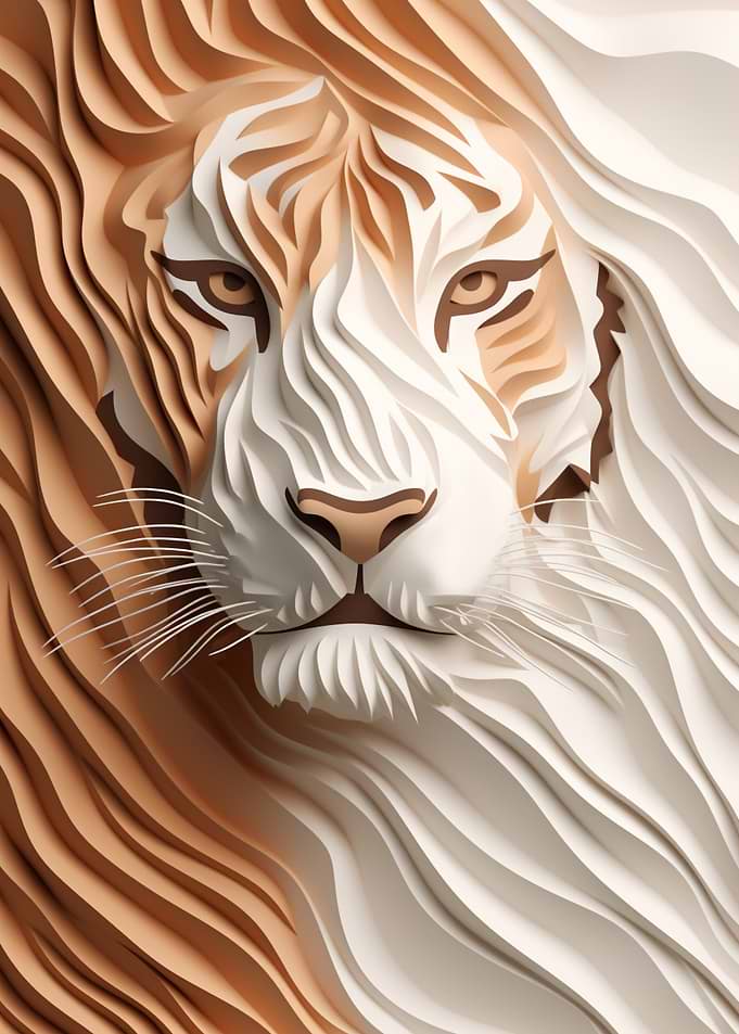 Layered Paper Art Tiger Portrait