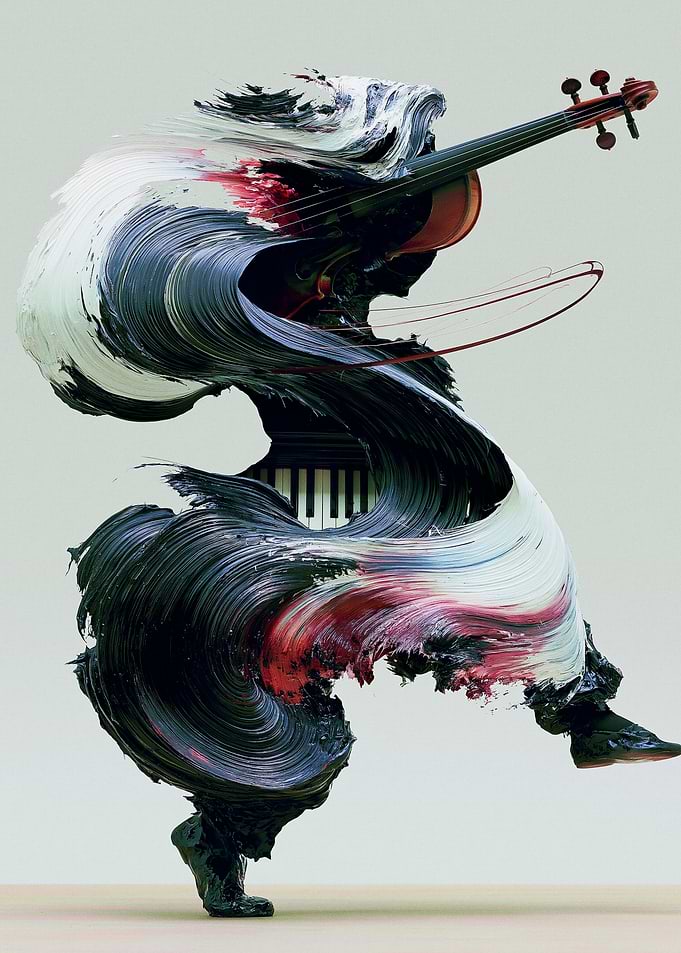 Abstract Musical Instrument Fusion Art