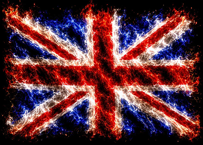 Fiery Union Jack Flag