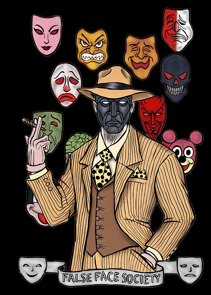 False Face Society Gangster Illustration