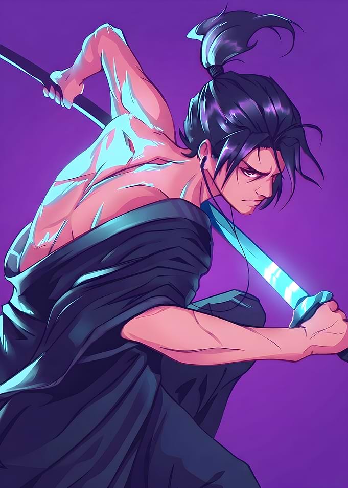 Anime Samurai with Glowing Katana