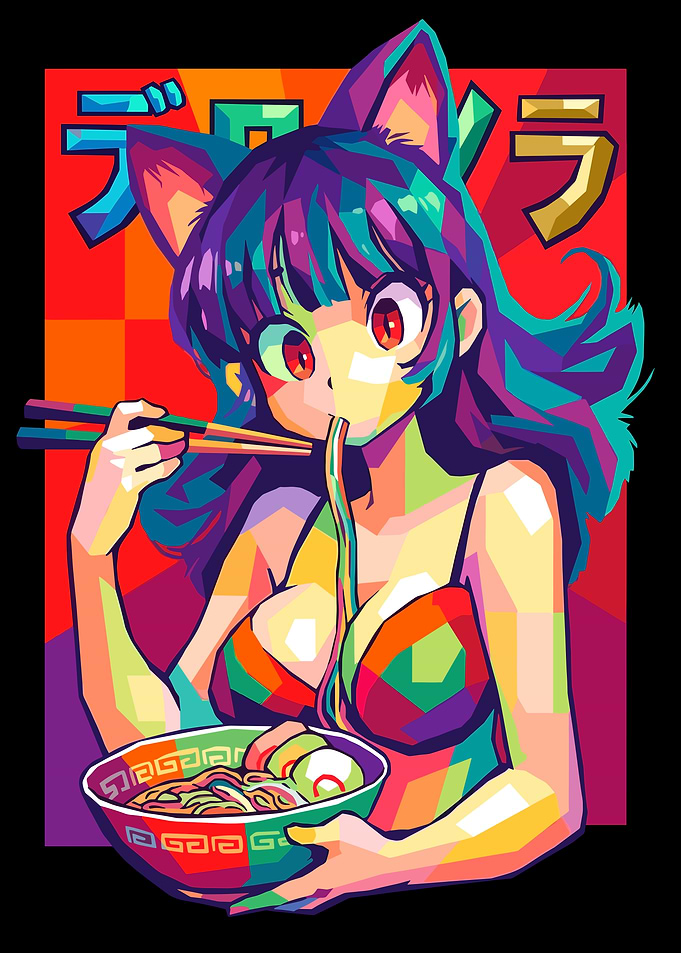 Pop Art Anime Cat Girl Ramen