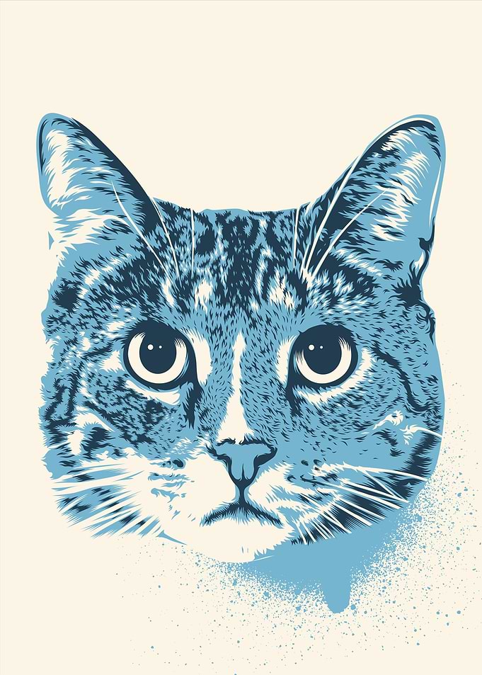 Stylized Blue Cat Portrait