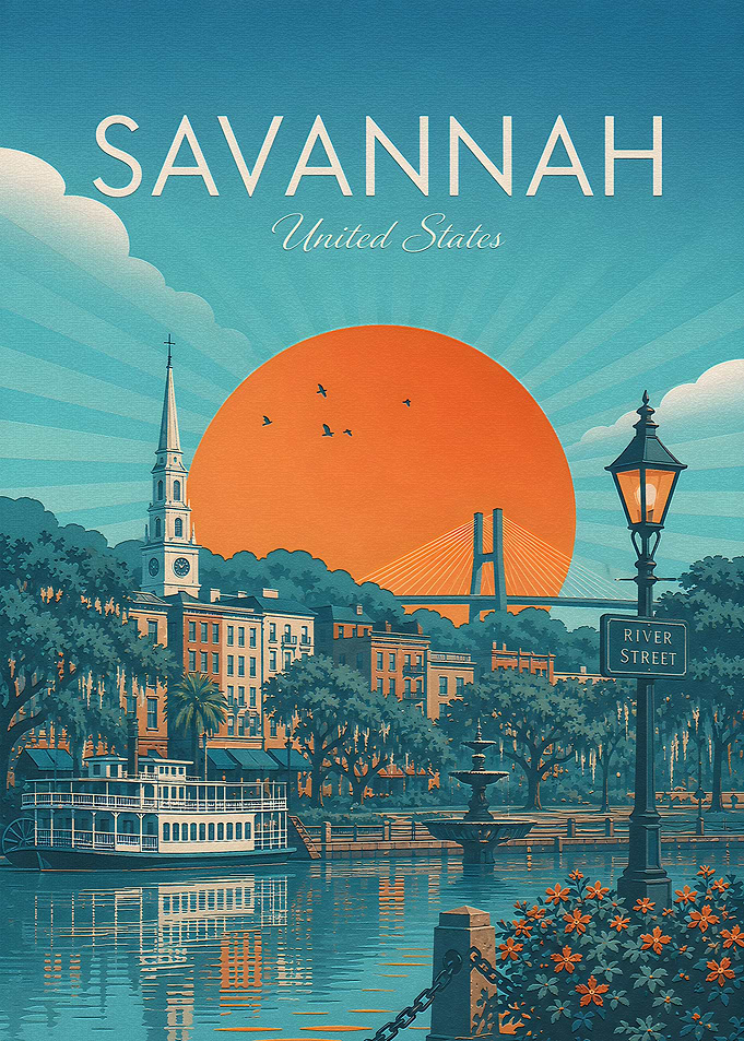 Savannah Georgia Travel Poster
