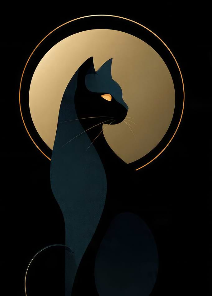 Elegant Minimalist Black Cat Silhouette