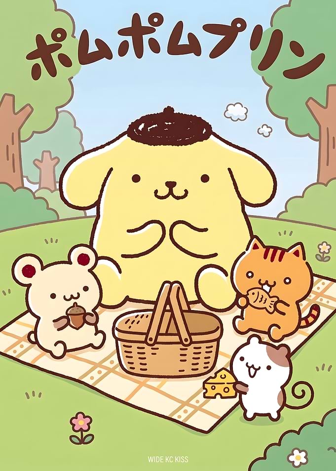 Pompompurin and Friends Picnic Illustration