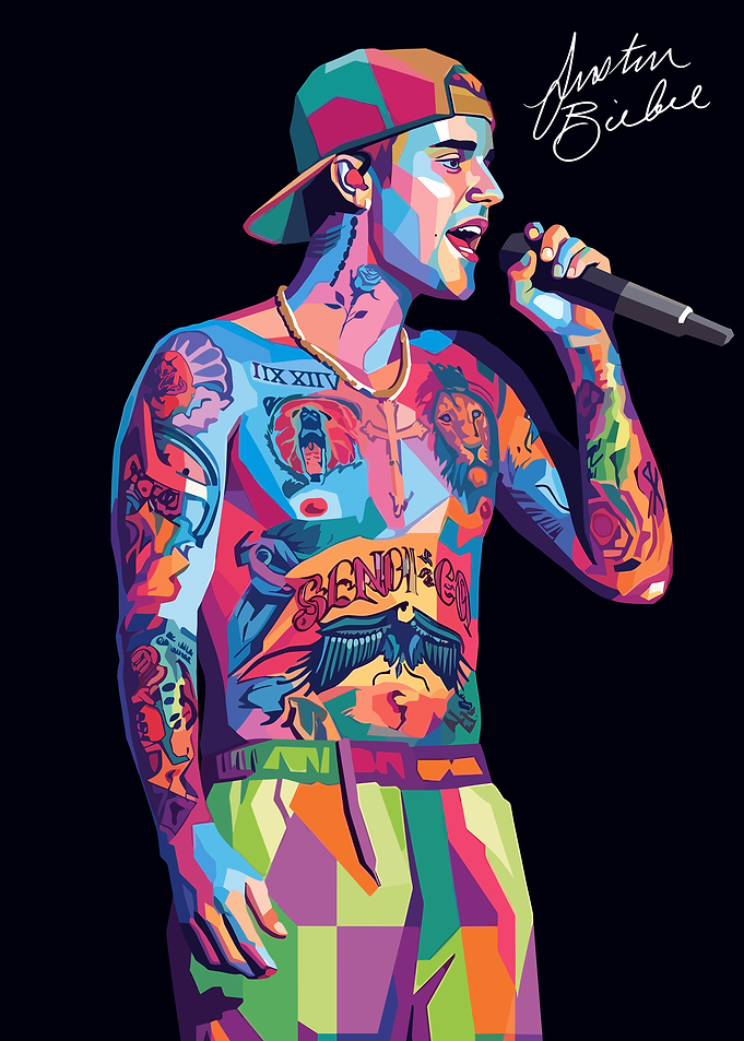 Colorful Pop Art Justin Bieber Portrait