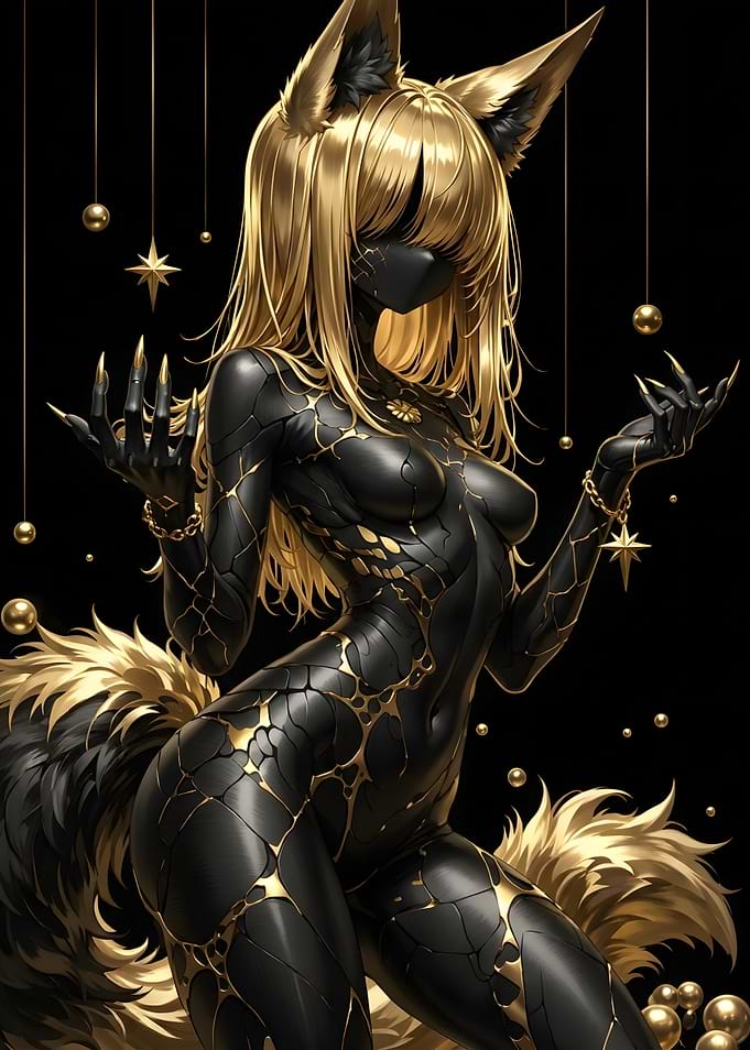 Golden Kintsugi Fox Girl
