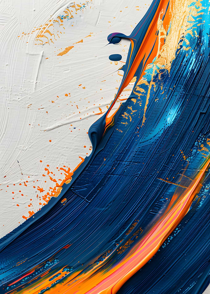 Abstract Blue and Orange Paint Swirl