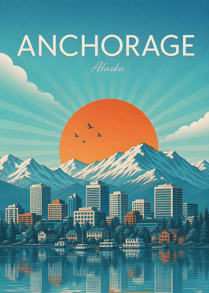 Anchorage Alaska Vintage Travel Poster