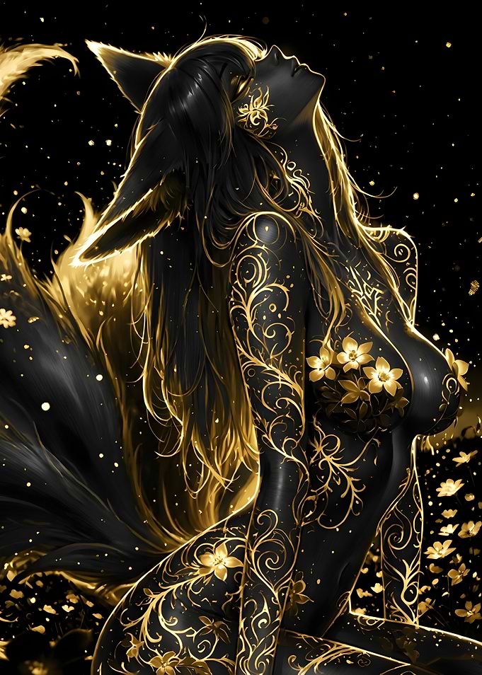 Golden Floral Fox Spirit
