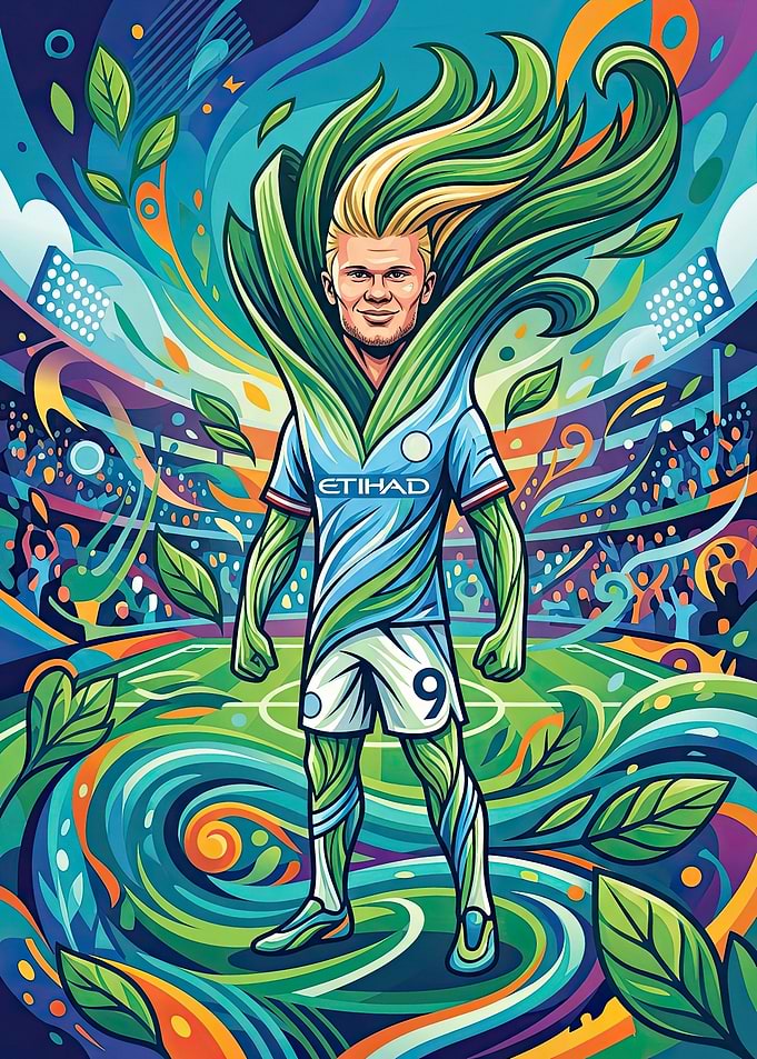 Erling Haaland Abstract Soccer Art