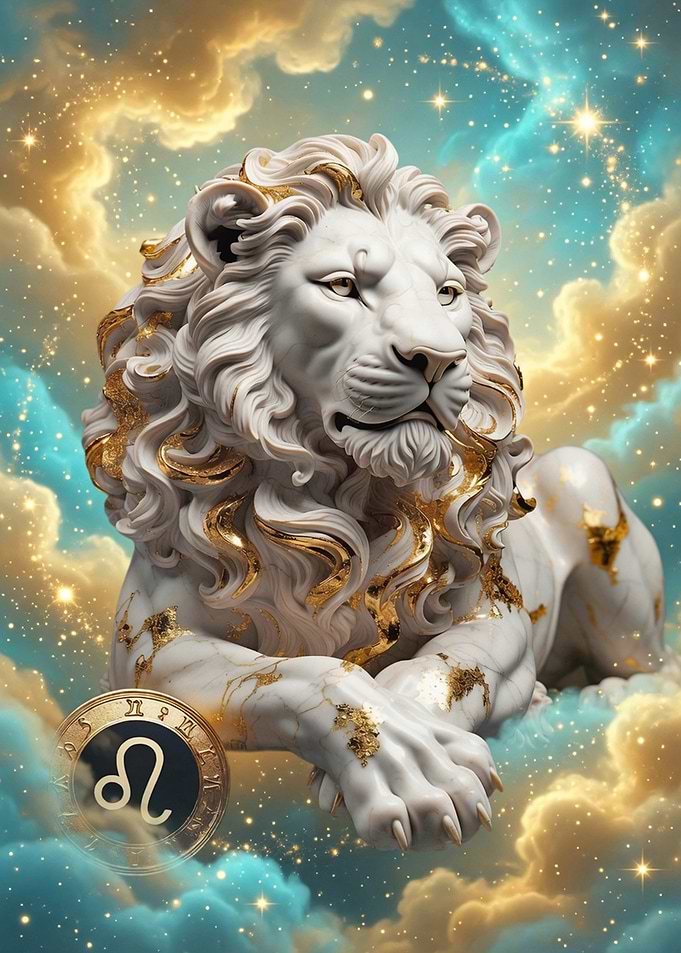 Majestic Marble Leo Zodiac Lion