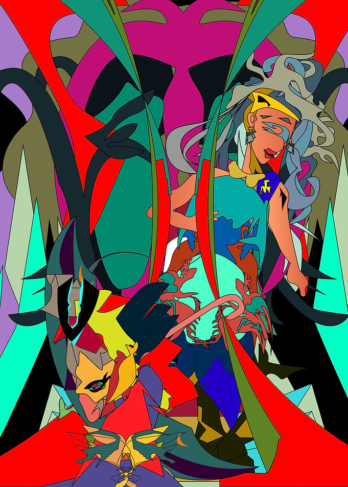 Abstract Surrealist Geometric Composition