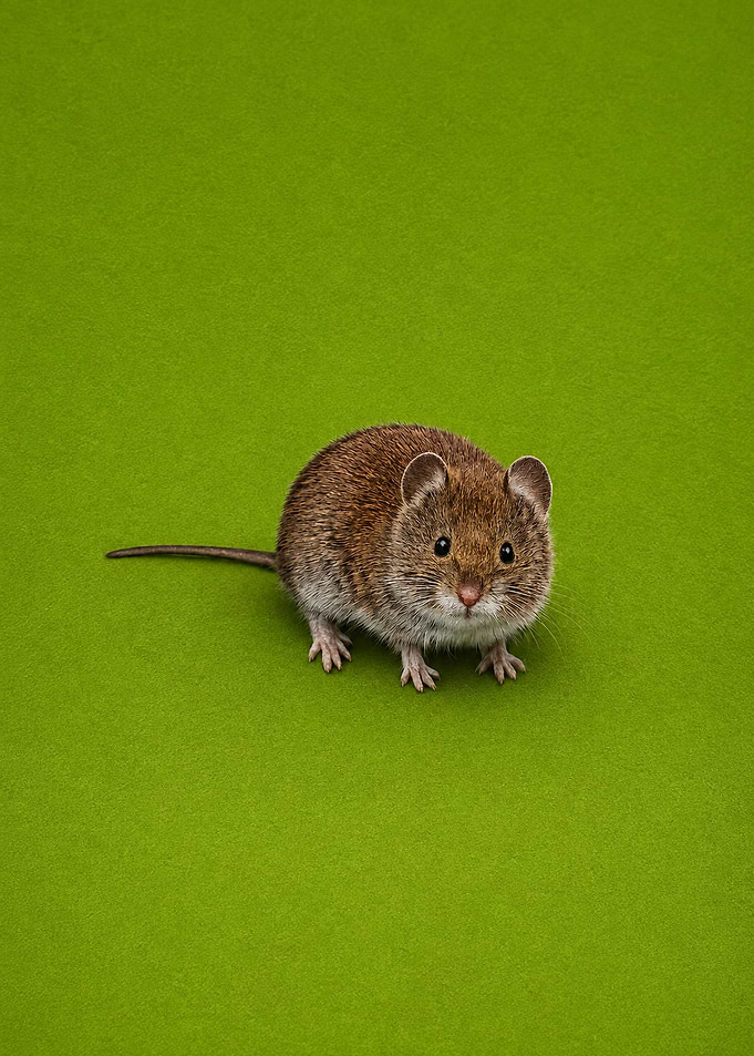 Small Brown Forest mole on Green Background