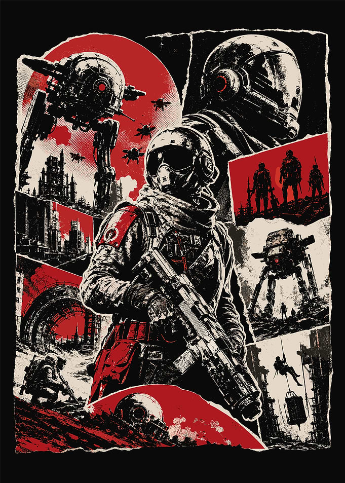 Futuristic Sci-Fi Soldier Collage