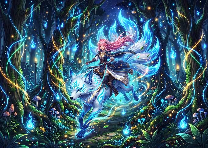 Kitsune Rider in Enchanted Forest