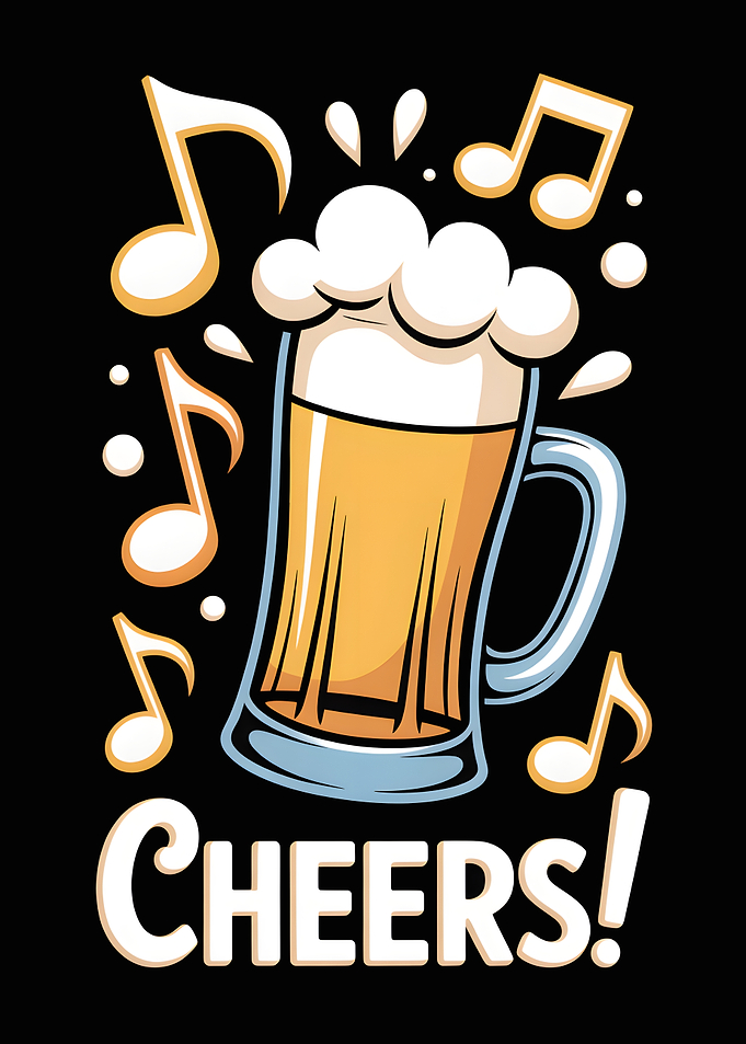 Cheers Beer Mug with Musical Notes