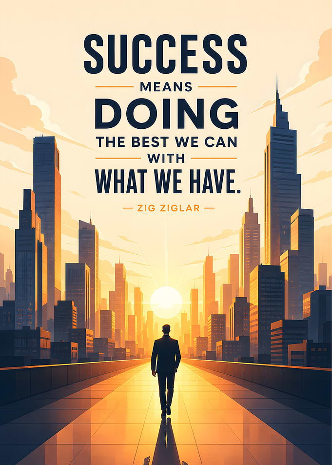Success Quote Cityscape Poster
