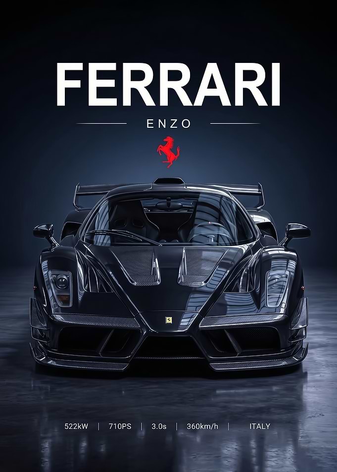 sleek black Ferrari Enzo car Poster