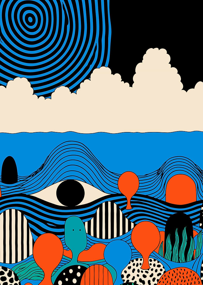 Surreal Abstract Landscape with Eye