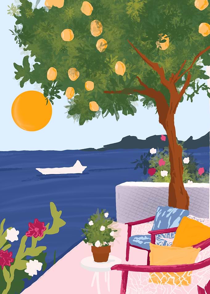 Mediterranean Terrace with Lemon Tree