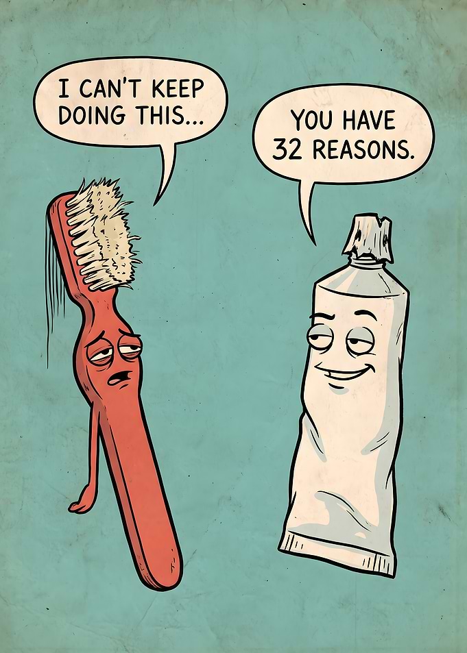 Funny Toothbrush and Toothpaste Comic