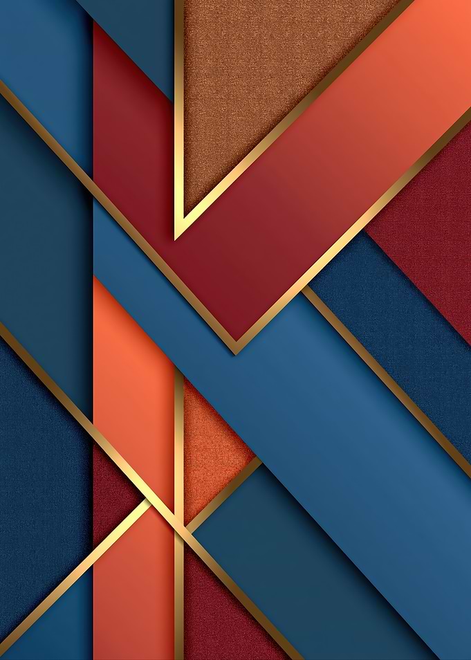 Abstract Geometric Layers with Gold Accents