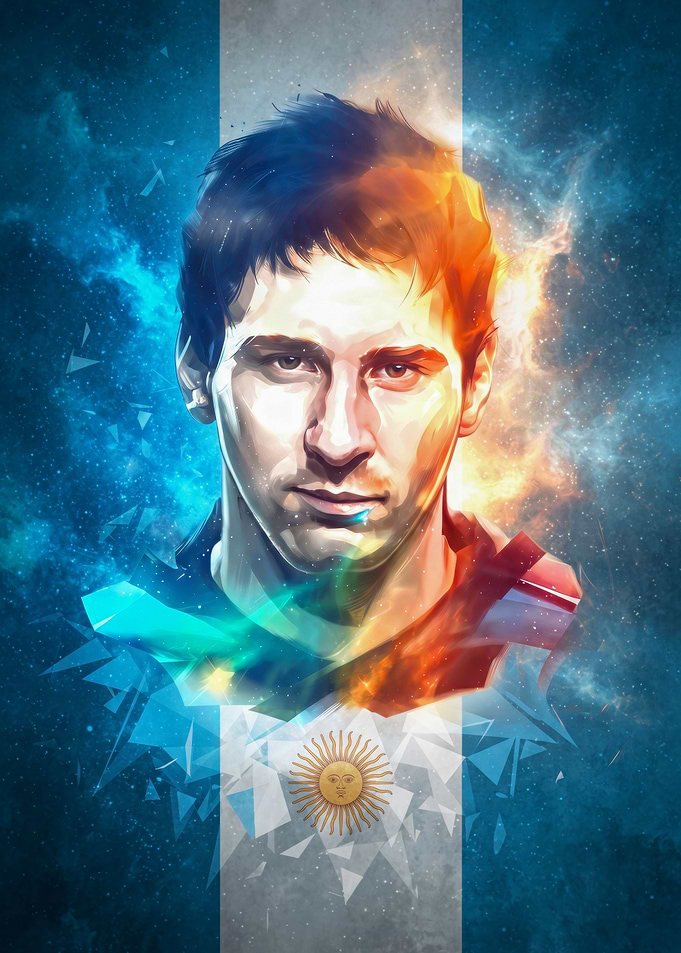 Lionel Messi Argentina Flag Portrait