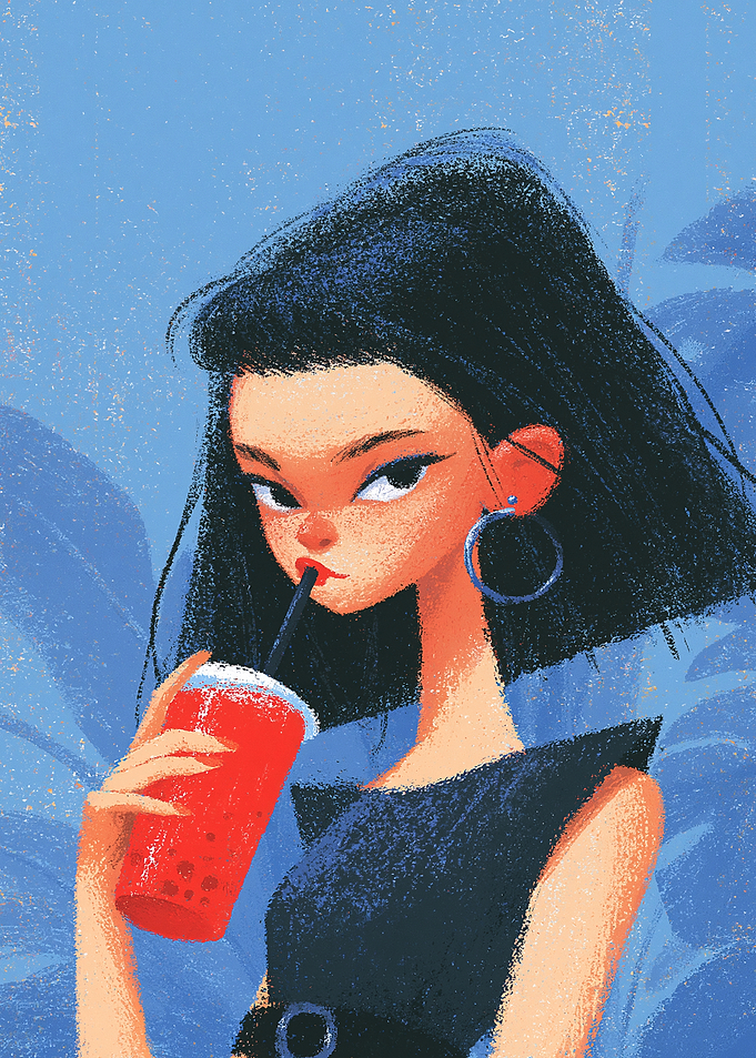 Sassy Girl Sipping Bubble Tea