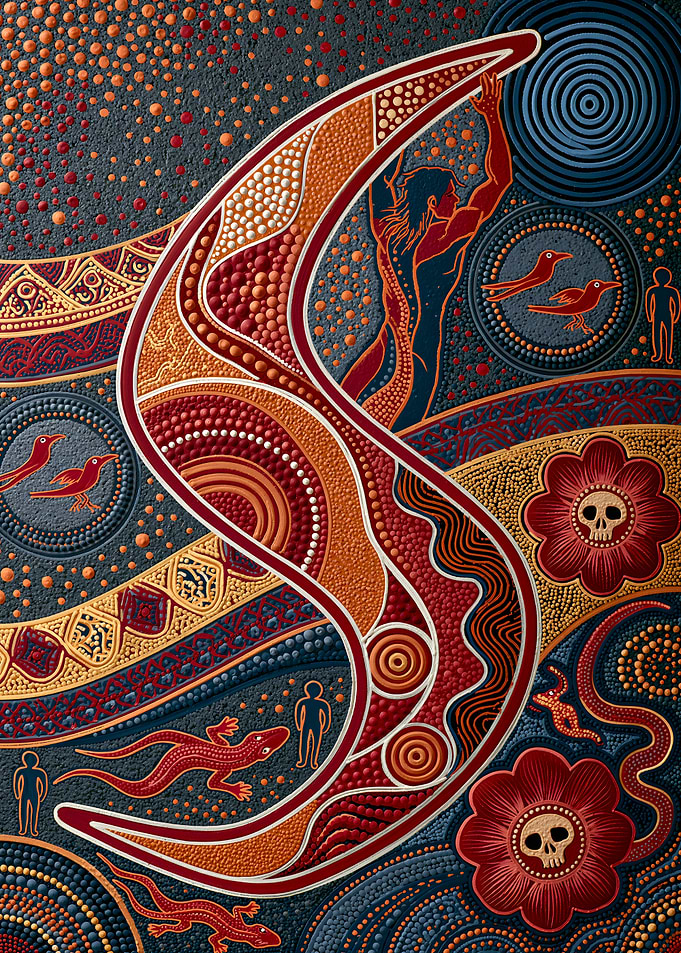 Aboriginal Style Dot Art Composition