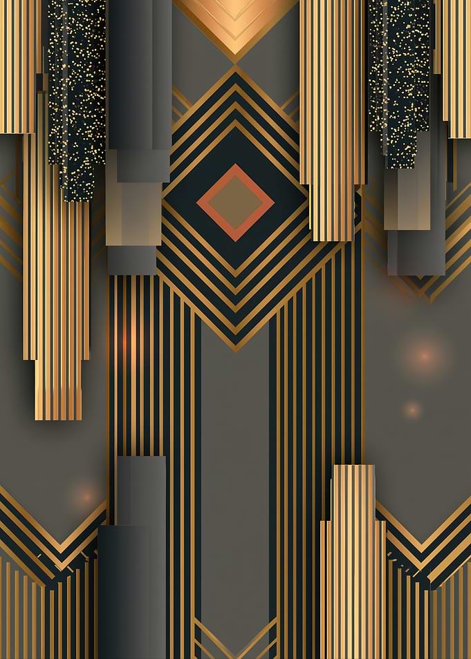 Art Deco Geometric Gold and Black